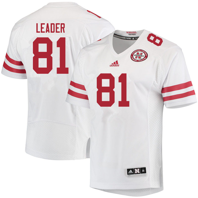Women #81 Nick Leader Nebraska Cornhuskers College Football Jerseys Sale-White